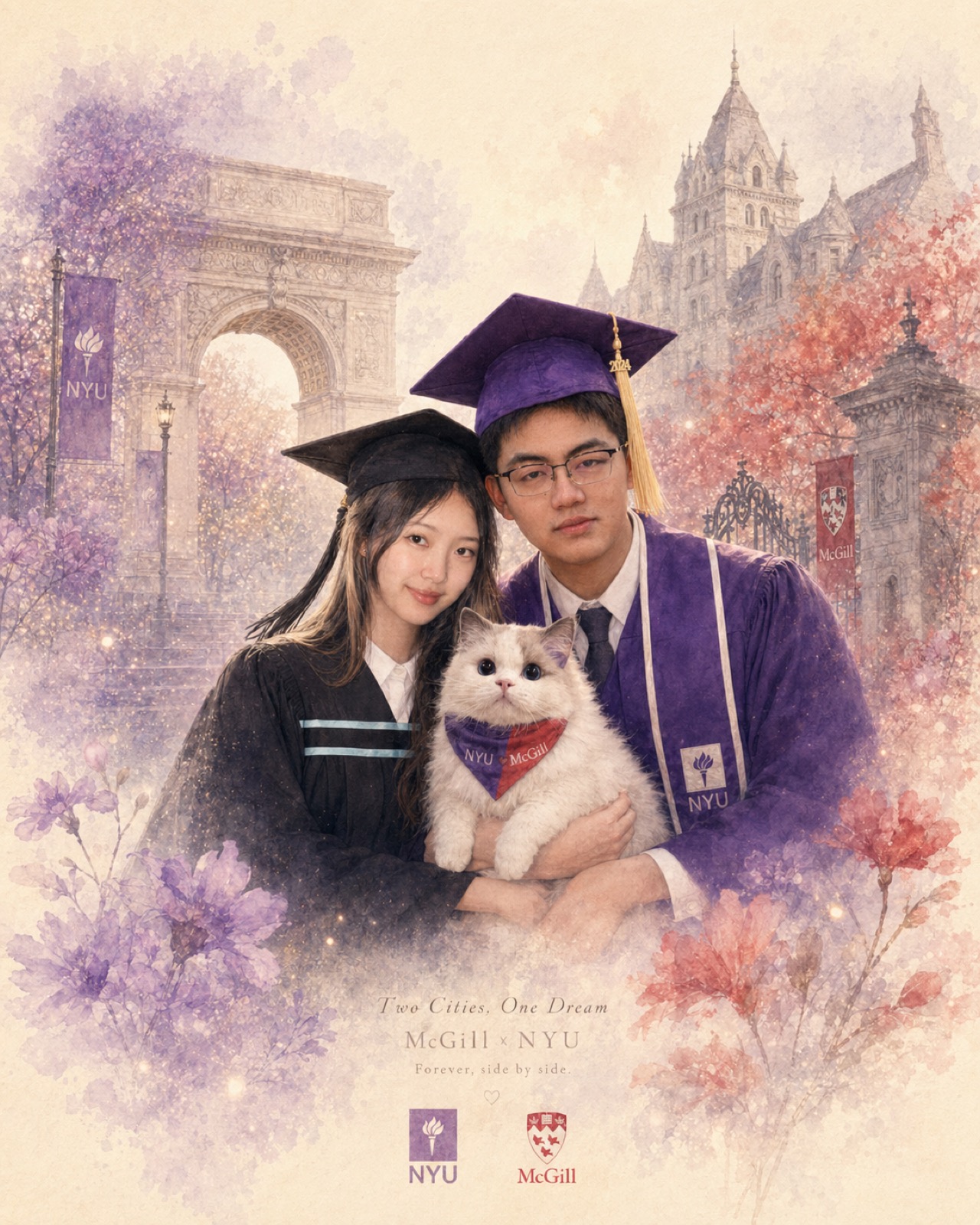 未来小家的毕业纪念插画